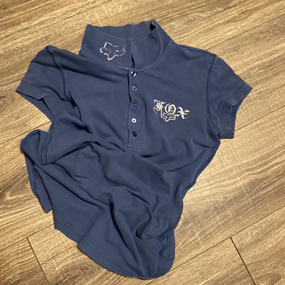 Vintage Fox Racing Short Sleeve Polo in Blue with Silver Graphics Size Medium - Picture 11 of 12